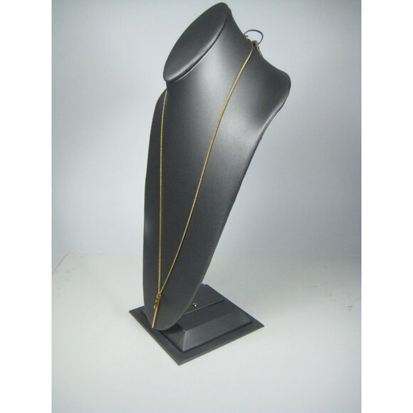 J.Crew Gold Tone Necklace Circle Bar Pendant Chain Modern Signed Geometric Charm - Picture 8 of 10